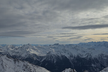 Image showing panoramic view  of winter mountains