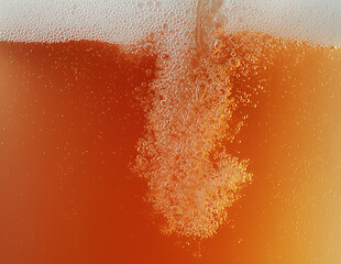 Image showing Close up view of floating bubbles in unfiltered beer texture