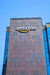 Image showing Amazon company logo on office building