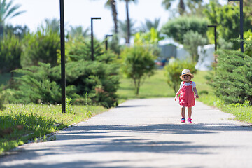 Image showing little girl runing in the summer Park