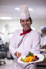 Image showing Chef showing a plate of tasty meal