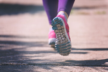 Image showing young female runner training for marathon