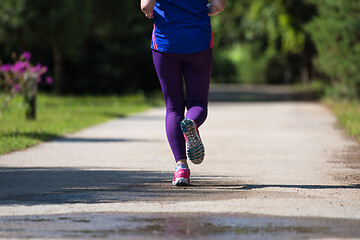 Image showing young female runner training for marathon