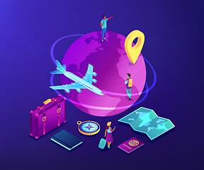 Image showing Global travelling isometric 3D concept illustration.