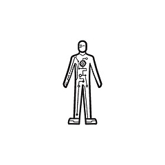 Image showing Cyborg body hand drawn outline doodle icon.