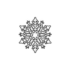 Image showing Snowflake hand drawn outline doodle icon.