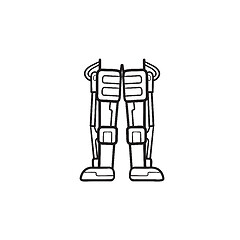 Image showing Mechanical robot legs hand drawn outline doodle icon.