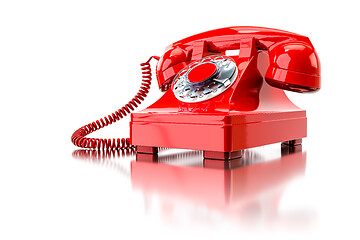 Image showing old red dial-up phone