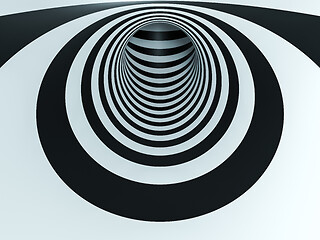 Image showing optical illusion black and white tunnel