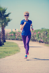 Image showing young female runner training for marathon