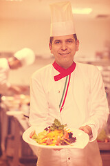 Image showing Chef showing a plate of tasty meal