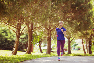 Image showing young female runner training for marathon