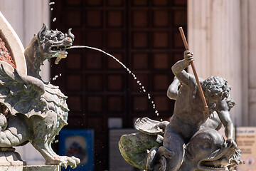 Image showing fountain at the Basilica della Santa Casa in Italy Marche