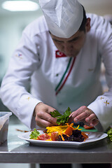 Image showing chef serving vegetable salad
