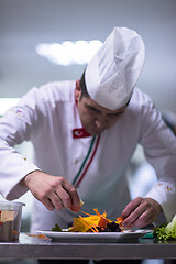 Image showing chef serving vegetable salad