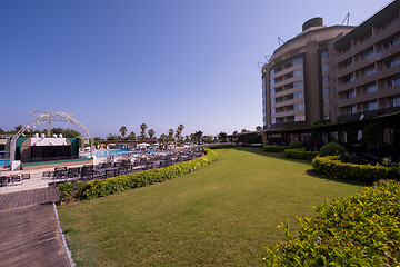 Image showing tropical swimming pool in hotel resort