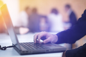 Image showing business people hands using laptop computer