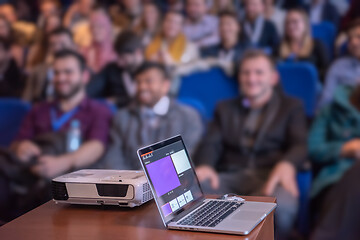 Image showing laptop computer at podium