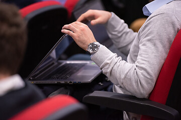 Image showing business people hands using laptop computer