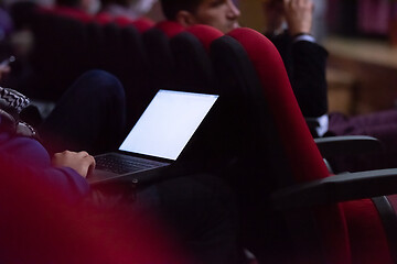 Image showing business people hands using laptop computer