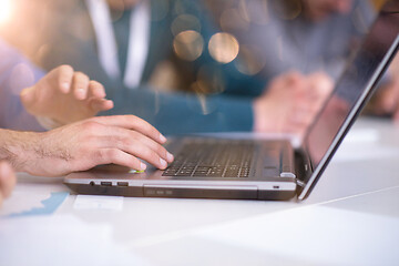 Image showing business people hands using laptop computer