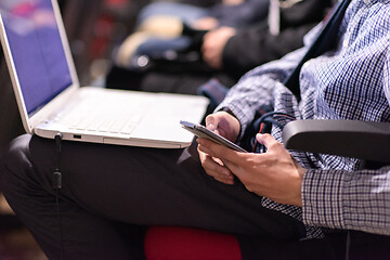 Image showing business people hands using laptop computer