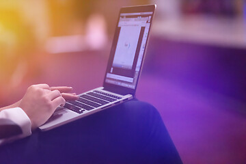 Image showing business people hands using laptop computer