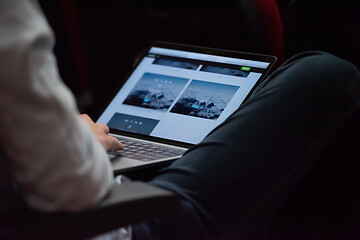 Image showing business people hands using laptop computer