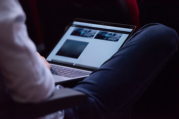 Image showing business people hands using laptop computer