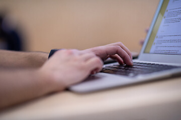 Image showing business people hands using laptop computer