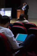 Image showing business people hands using laptop computer