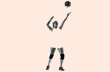 Image showing Young female volleyball player, creative collage