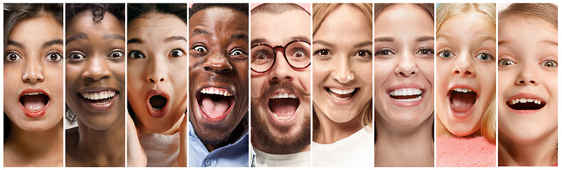 Image showing Close up portrait of young people full of expression