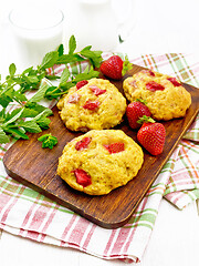 Image showing Scones with strawberry on white board