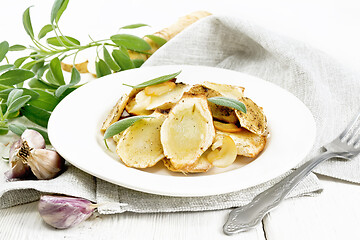 Image showing Parsnips baked in plate on board