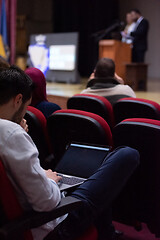 Image showing business people hands using laptop computer