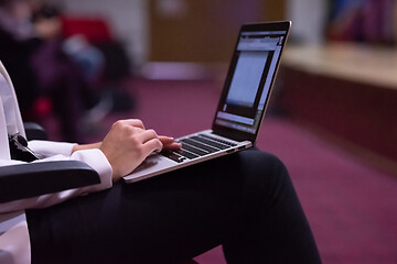 Image showing business people hands using laptop computer