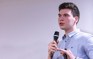 Image showing businessman giving presentations at conference room