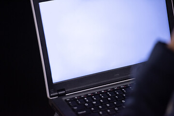 Image showing business people hands using laptop computer