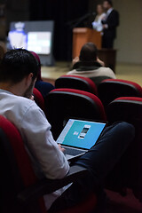 Image showing business people hands using laptop computer