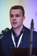 Image showing businessman giving presentations at conference room