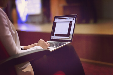 Image showing business people hands using laptop computer