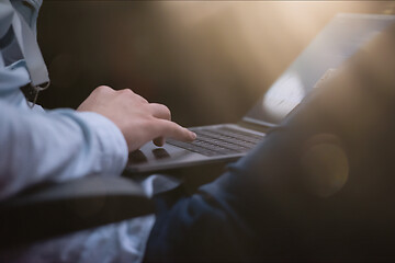 Image showing business people hands using laptop computer