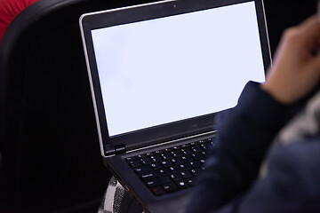 Image showing business people hands using laptop computer