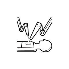 Image showing Robot-assisted surgery hand drawn outline doodle icon.