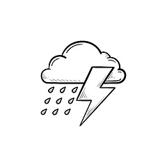 Image showing Thunderstorm cloud hand drawn outline doodle icon.