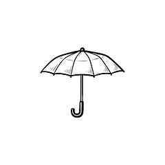 Image showing Umbrella hand drawn outline doodle icon.