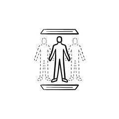 Image showing Human teleportation technology hand drawn outline doodle icon.