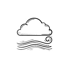 Image showing Cloudy and the wind hand drawn outline doodle icon.