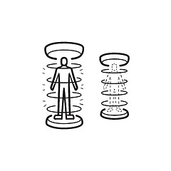 Image showing Human teleportation hand drawn outline doodle icon.